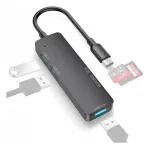 USB-C jagaja USB 3.0, 5 Gb/s, microSD kaardilugeja, alumiiniumist
