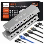 USB-C jagaja 16in1, 2x HDMI 4K 60Hz, DisplayPort 1.4, USB, SD ja k&otilde;rvaklappide pesa