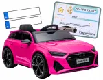Laste elektriauto AUDI RS6, roosa, nahksisu, EVA rehvid, 4x4, 100 W
