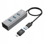 USB jaotur GrauGear, 4 pesa USB-C adapteriga