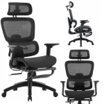 DELAGEAR M Pro 750 ergonoomiline must v&otilde;rgust kontoritool jalatugedega
