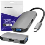 USB-C HDMI 4K ja VGA adapter Qoltec 2in1, USB 3.1, MacBookile ja s&uuml;learvutitele