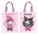 Puuvillane kott Sanrio My Melody ja Kuromi, roosa-must, 34 x 43 cm