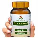 Vitamiin D3 + K2 MK-7, 120 kapslit