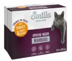 M&auml;rg kassitoit Smilla HAIRBALL 12x85g kalkuni ja k&ouml;&ouml;giviljadega kastmes