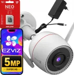 V&auml;line WiFi kaamera EZVIZ H3c 5MP v&auml;rvilise tuvastuse ja 128GB kaardiga