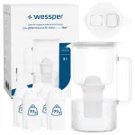 Klaasist veekanister Wessper D4 BOROSILICATE MINI 2 l kuue filtriga