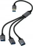 USB jagaja 1 kuni 3, USB-C, 3 &uuml;hendust, andmeedastus ja laadimine