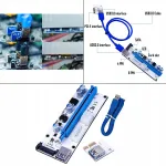 USB3.0 PCI-E riser-kaart, 4Pin, 6Pin, 15Pin, SATA, 60 cm sinine-valge kaabel