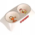 Kasside kauss Garfield, topelt, valge/hall, melamiin