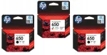 HP 650 tindikassetikomplekt, 2 musta + 1 v&auml;rviline, 2x CZ101AE + CZ102AE