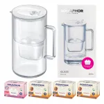 Veefilter kann Aquaphor Glass valge, 4 filtrit (1Mg+3H)