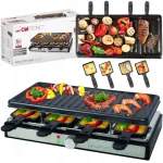 Elektriline raclette grill XXL 1400W 8-le inimesele, m&otilde;lemalt poolt kasutatav plaat