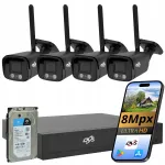 Traadita 8Mpx 4K WiFi valvekaamerate komplekt 4 kaameraga, 2TB, must