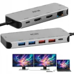 Dokk kahe HDMI monitori jaoks, USB-C 3.0, RJ45 HUB jaotur