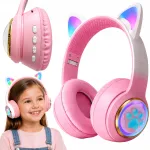 Lastele RGB valgustusega juhtmevabad Bluetooth k&otilde;rvaklapid Cat teemal