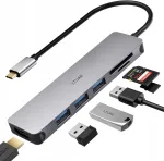 USB-C 7-in-1 jagaja: 3x USB-A 3.0, SD/MicroSD lugeja, HDMI 4K