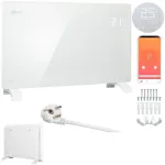 Programmeeritav klaasist elektriline radiaator WiFi-ga, 2500 W, valge