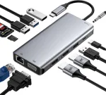 Dokk Giissmo DK020, 12 pistikut: USB 3.0, USB 2.0, USB-C, 2x HDMI, LAN, VGA, AUX, MacBookile