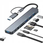 USB-C kontsentrator 8-&uuml;hes USB, heli, TF/SD kaardipesadega