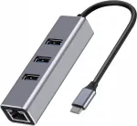 USB C 3.1 v&otilde;rgukaart RJ45 Gigabit Ethernet ja 3x USB 3.0 pesaga