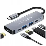 USB-C jagaja 5in1, PD100W, HDMI 4K, USB-A, USB-C
