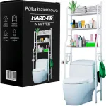 Vannitoa riiul Hard-er, 3-kihiline, valge, tualeti kohal