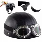 Motomatkuri kiiver prillidega, must, retro stiil