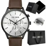 Meeste k&auml;ekell Paul Lorens LARGO DUAL TIME, nahk, graveeringuga