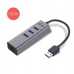 USB-jaotur I-TEC, 3 &uuml;hendust, Gigabit Ethernet adapteriga, metallist