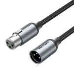 Mikrofoni kaabel Vention, 3-kontaktiline XLR mees&ndash;naine, 1 m, punutud