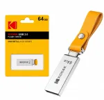 USB m&auml;lupulk KODAK 64GB, metallist, nahast v&otilde;tmehoidjaga