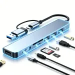 USB-C jagaja, 8-&uuml;hes, 1 x USB 3.0 (5 Gb/s), 3 x USB liidest