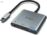 USB C HDMI adapter JESWO, 3-port 4K USB 3.0 jagaja