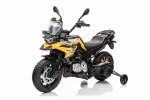 Laste elektriline motoroller BMW F850 GS, kollane, abirataste ja helifunktsiooniga