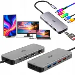 Dokk kahe monitori jaoks HDMI, USB-C ja laadimisega