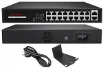 16-pordiline PoE l&uuml;liti 2 uplink-porti, 10/100 Mbps, 160 W PoE, sobib IP kaameratele