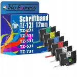 6 tk v&auml;rvilisi 12 mm kleebiseid Brother PT-H105, H107, H110 printeritele