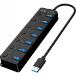 USB 3.0 adapter 7 porti, taustvalgustuse ja v&auml;lise toitega