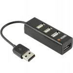 USB-jaotus Yenkee YHB 4001BK, 4 pesa, kuni 480 Mb/s, must