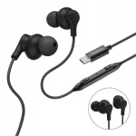 Juhtmega USB-C k&otilde;rvaklapid Hama Earbuds Curly, mustad, puldi ja mikrofoniga