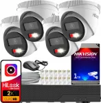 IP j&auml;lgimiskomplekt Hikvision HiLook, 4 MPx, v&auml;lised PoE IP kaamerad, 2K+