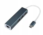 USB-C jaotur, 4 pesaga: 3 USB, 1 Ethernet, s&uuml;learvutitele