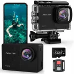 Tegevuskaamera TIMNUT, 4K 60FPS, 48MP, WiFi, veekindel (kuni 40 m), 64 GB SD-kaardiga