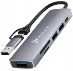 USB jagaja, 4 pesa USB-A adapter koos kaartide lugejaga