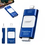 128GB USB-m&auml;lupulk 4-pistikuga (USB, Lightning, Type-C, Micro USB), sinine LED-iga