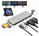 Surface Pro 9/10/11/X dokijaamissisend, 2x HDMI, 2x USB, 1x USB-C, SD ja TF kaardipesad