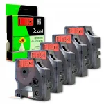 DYMO D1 12 mm x 7 m etikettide lint, punane musta tekstiga, 5 tk, mudel 45017 S0720570