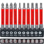Pikkade magnetotsikute komplekt 70 mm Torx, sirged, ristsi, 10 tk, BGS