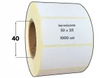 Termokleebised 50x25 mm, valged, ZEBRA, 1000 tk, 40 mm s&uuml;damik, kollane aluspind